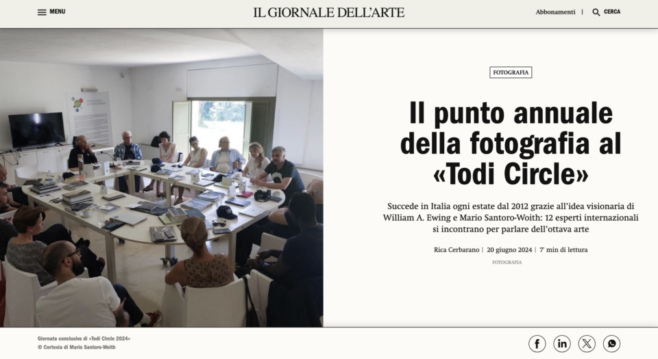 Il Giornale dell’Arte devotes an article to The Todi Circle